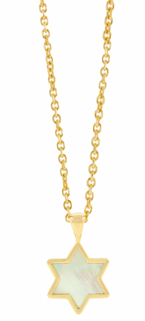 LUIS MORAIS 14K yellow gold Star of David pendant with framed gold mother-of-pearl. Chain sold separately.
