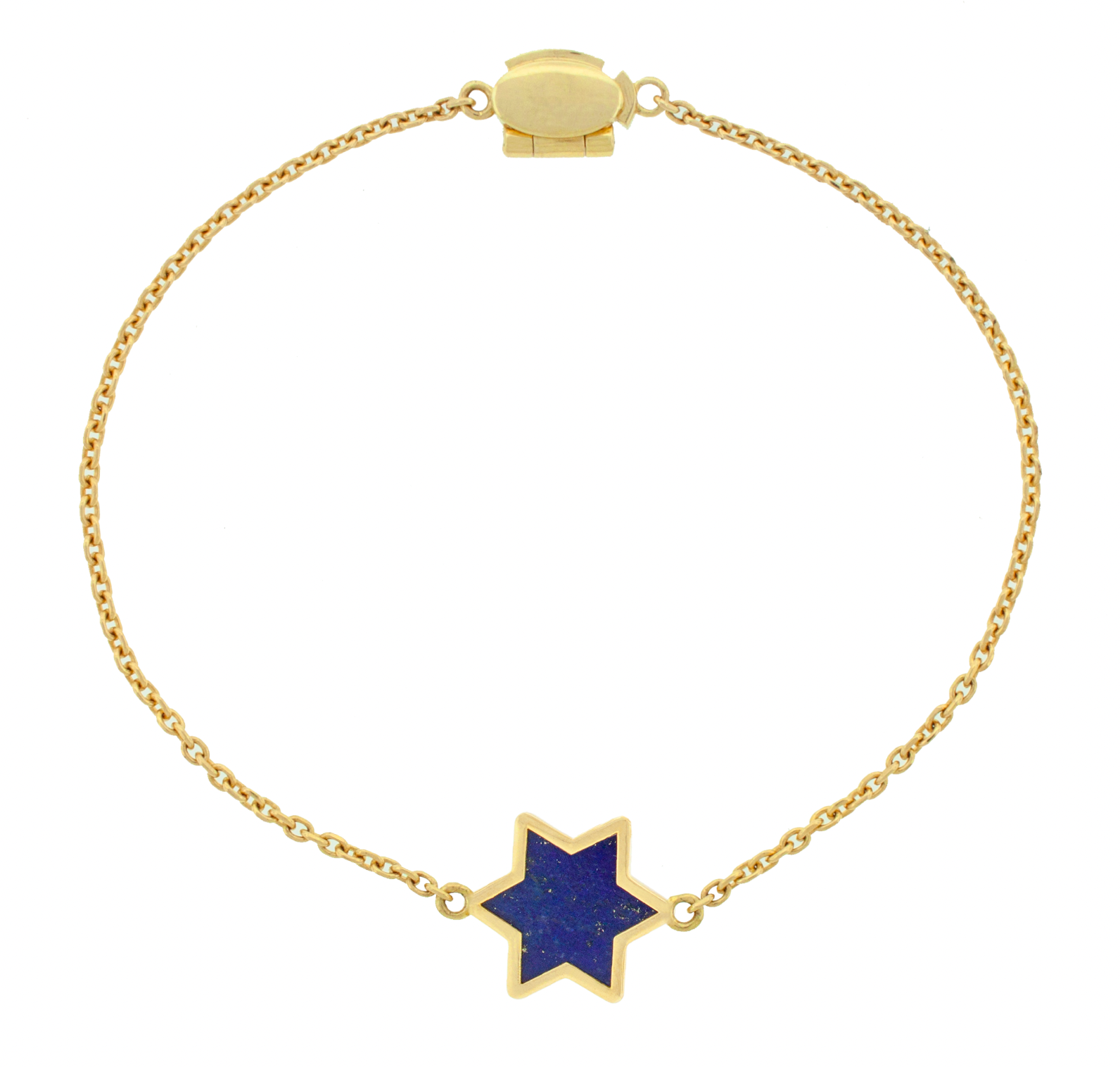 LUIS MORAIS 14k yellow gold cable chain bracelet with a gold framed star and a clamshell clasp closure.