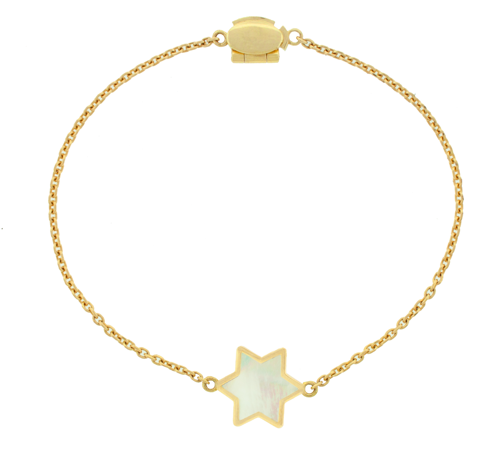 LUIS MORAIS 14k yellow gold cable chain bracelet with a gold framed star and a clamshell clasp closure.