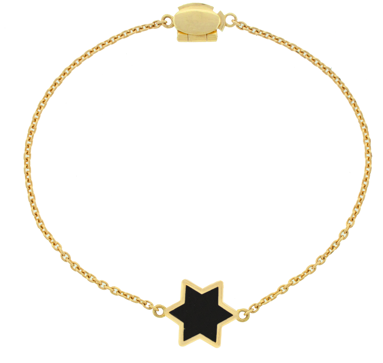 LUIS MORAIS 14k yellow gold cable chain bracelet with a gold framed star and a clamshell clasp closure.