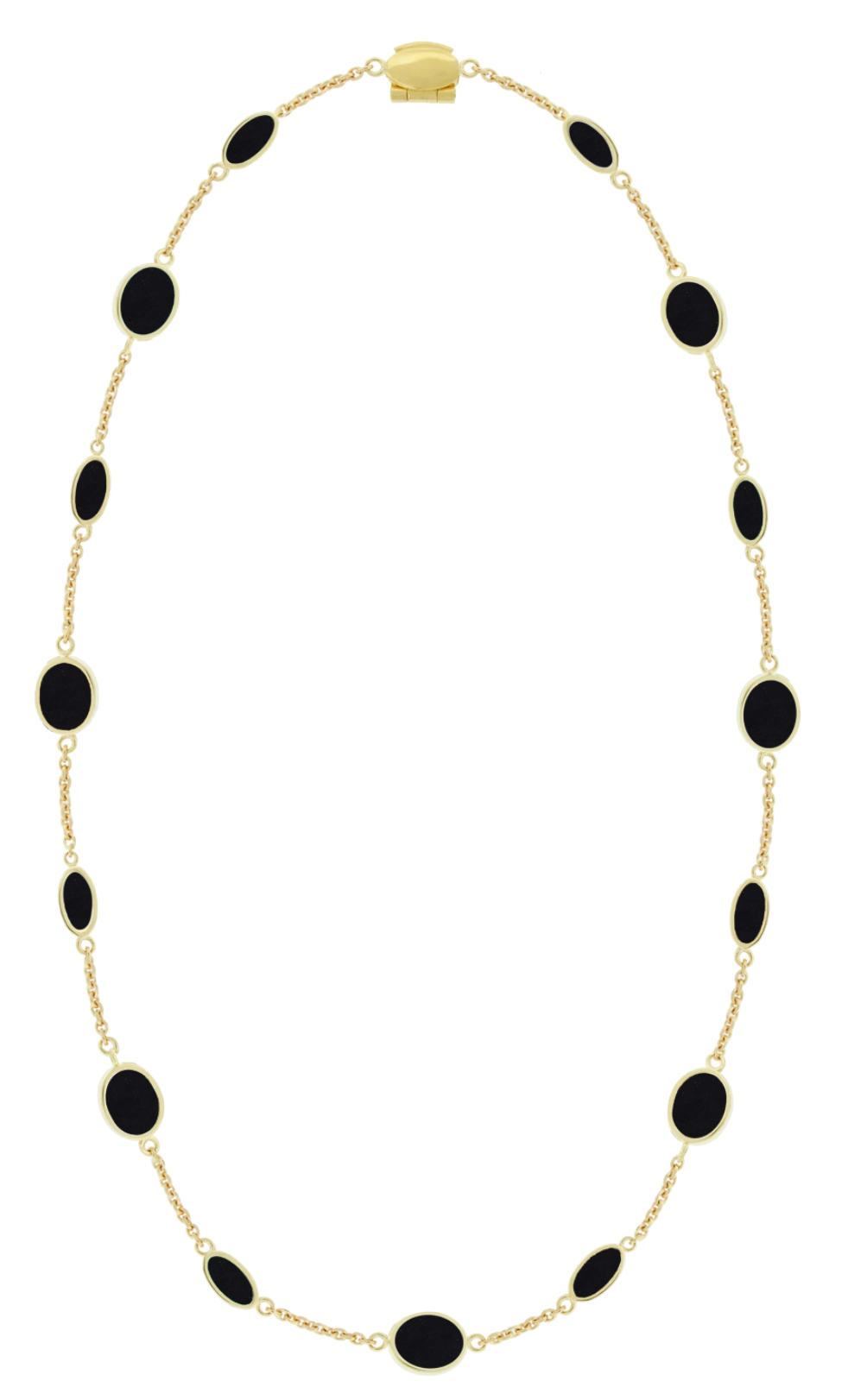 LUIS MORAIS 14k yellow gold&nbsp; diamond-cut cable chain necklace with framed oval gemstones. Our unique clamshell clasp closure provides added security with its sleek design.