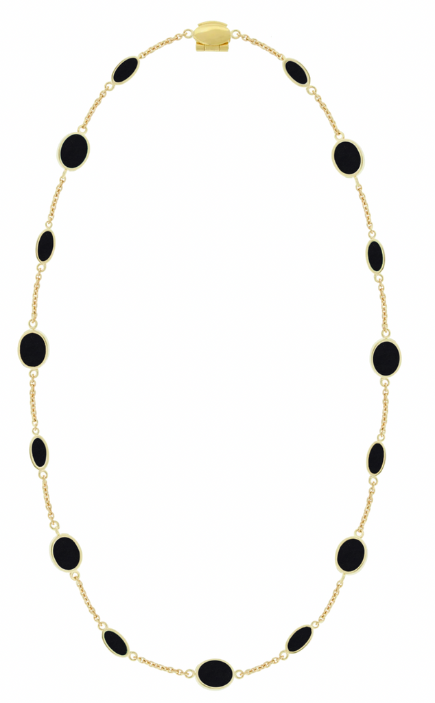 LUIS MORAIS 14k yellow gold&nbsp; diamond-cut cable chain necklace with framed oval gemstones. Our unique clamshell clasp closure provides added security with its sleek design.