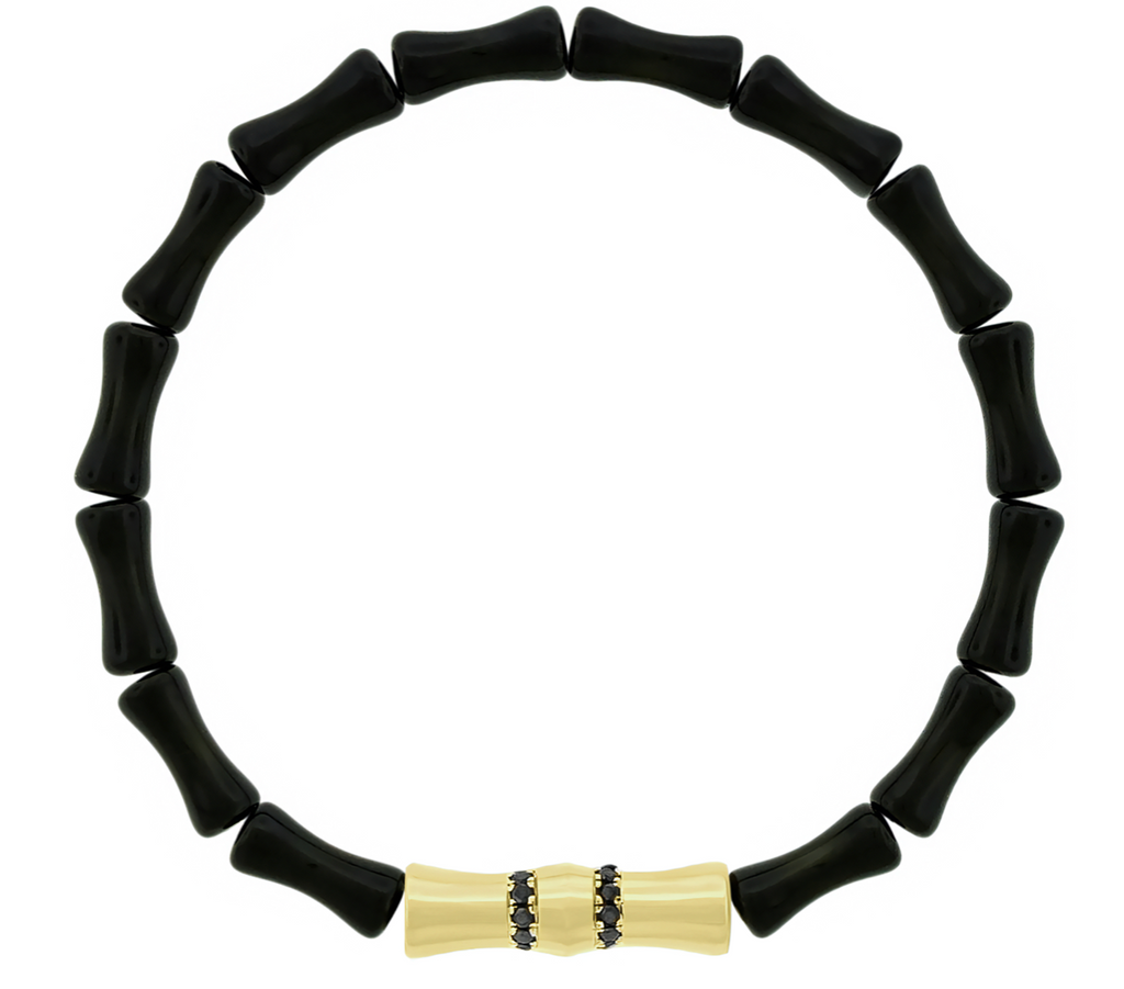 Double Sheath with Black Diamonds on an Onyx Beaded Bracelet