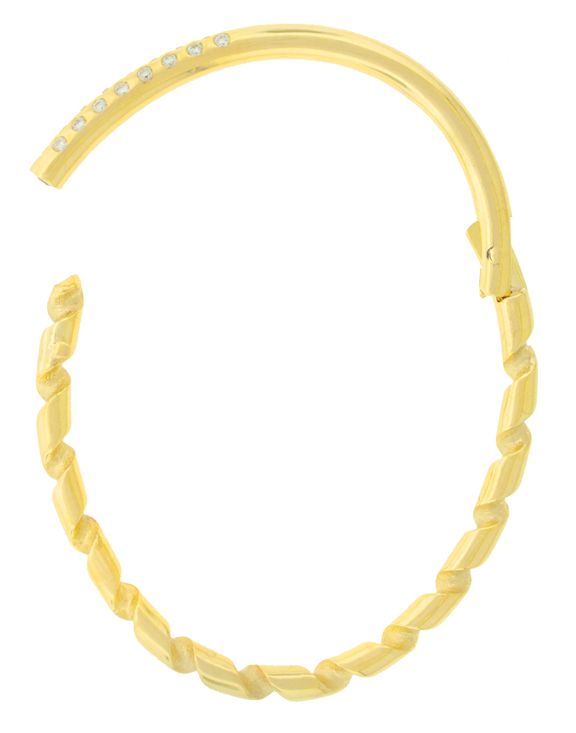 Gold Drill Bit Bangle with White Diamonds