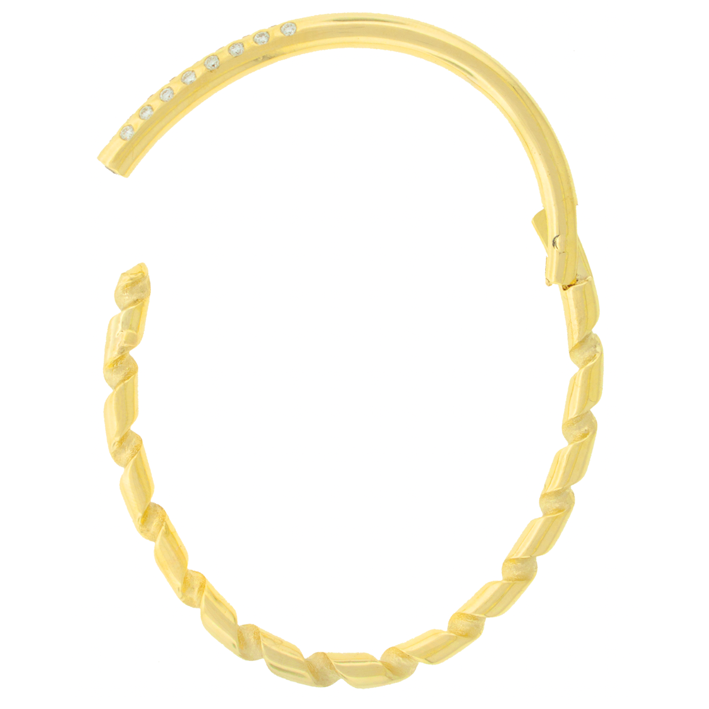 Gold Drill Bit Bangle with White Diamonds