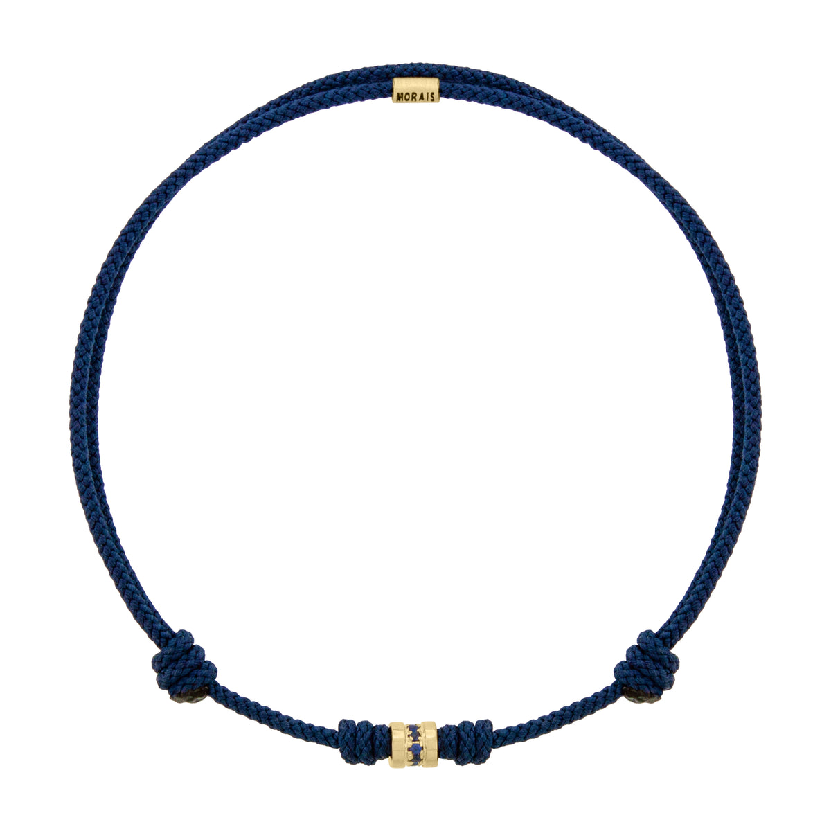 Short Roll with Blue Sapphires on Navy Cord Bracelet
