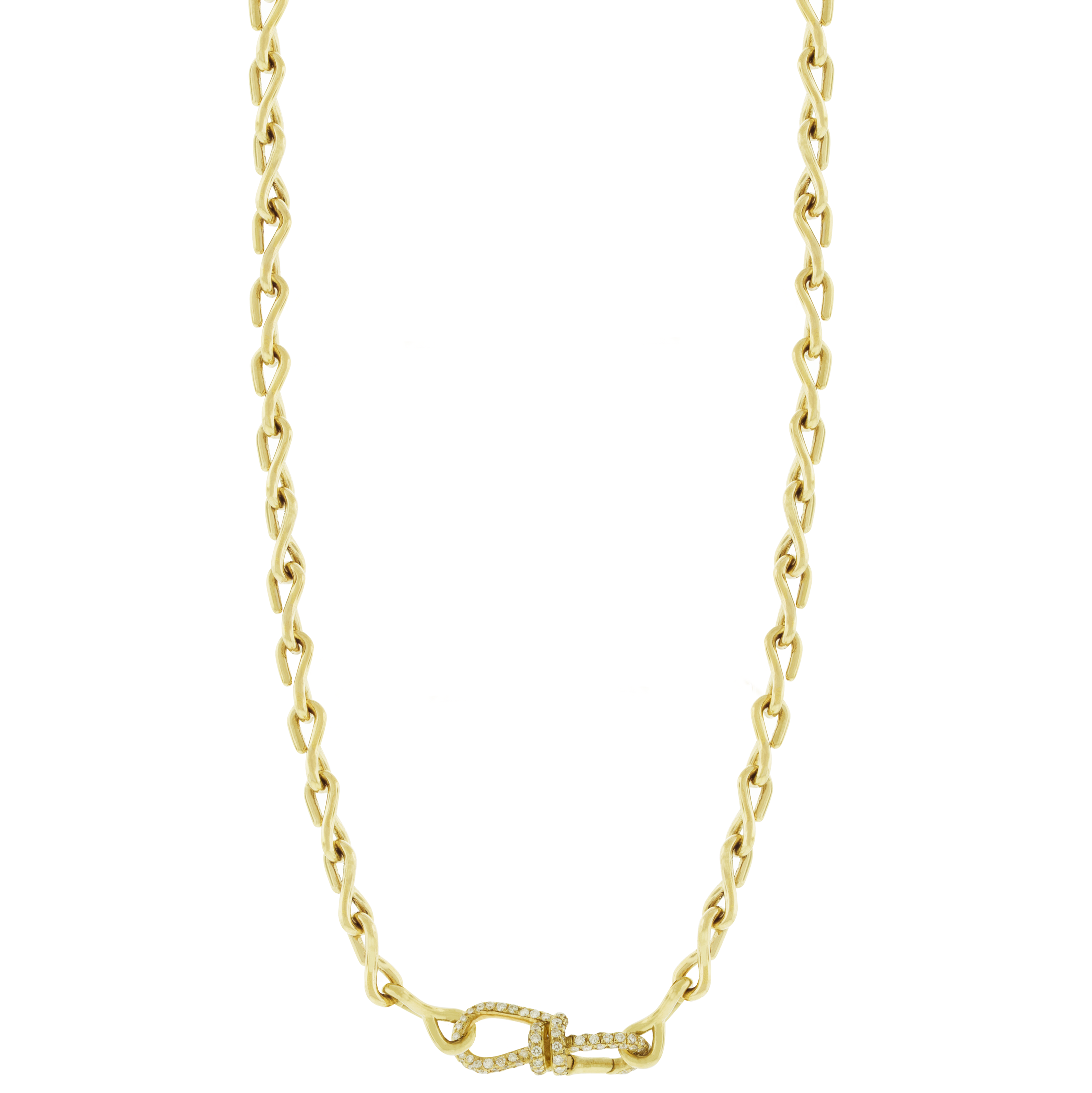 Wire Link Necklace with Large Diamond Clasp