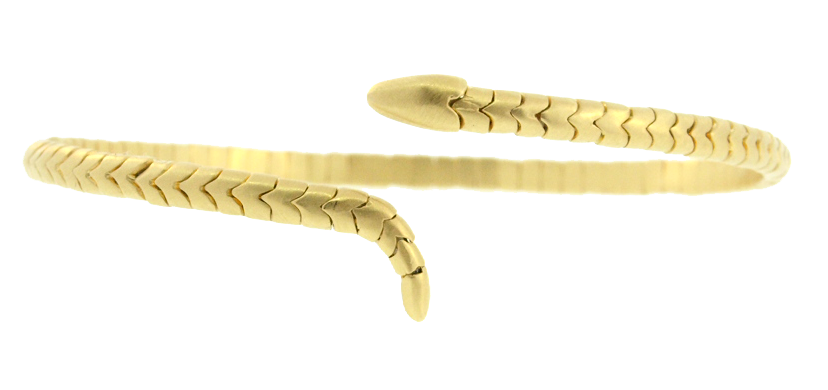 LUIS MORAIS 14K yellow gold flexible snake design bracelet. Satin finish.