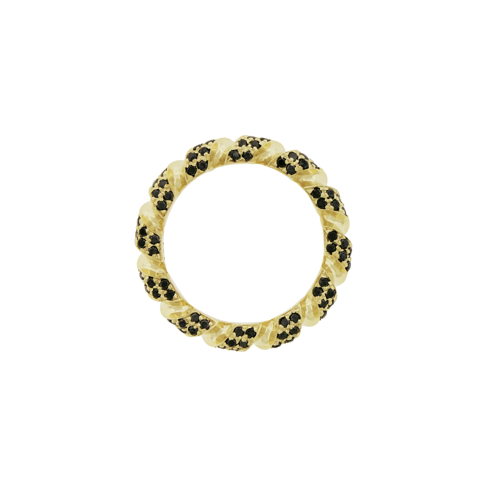 LUIS MORAIS 14k yellow gold drill bit band with black diamonds. The drill bit design is symbolic of digging deeper into oneself and life’s challenges. It represents resilience and the pursuit of discovery, encouraging the wearer to push through obstacles and uncover hidden truths.

Polished gold finish&nbsp;
Black diamonds, 1.44 carats&nbsp;
Width: 4.5 mm&nbsp;
