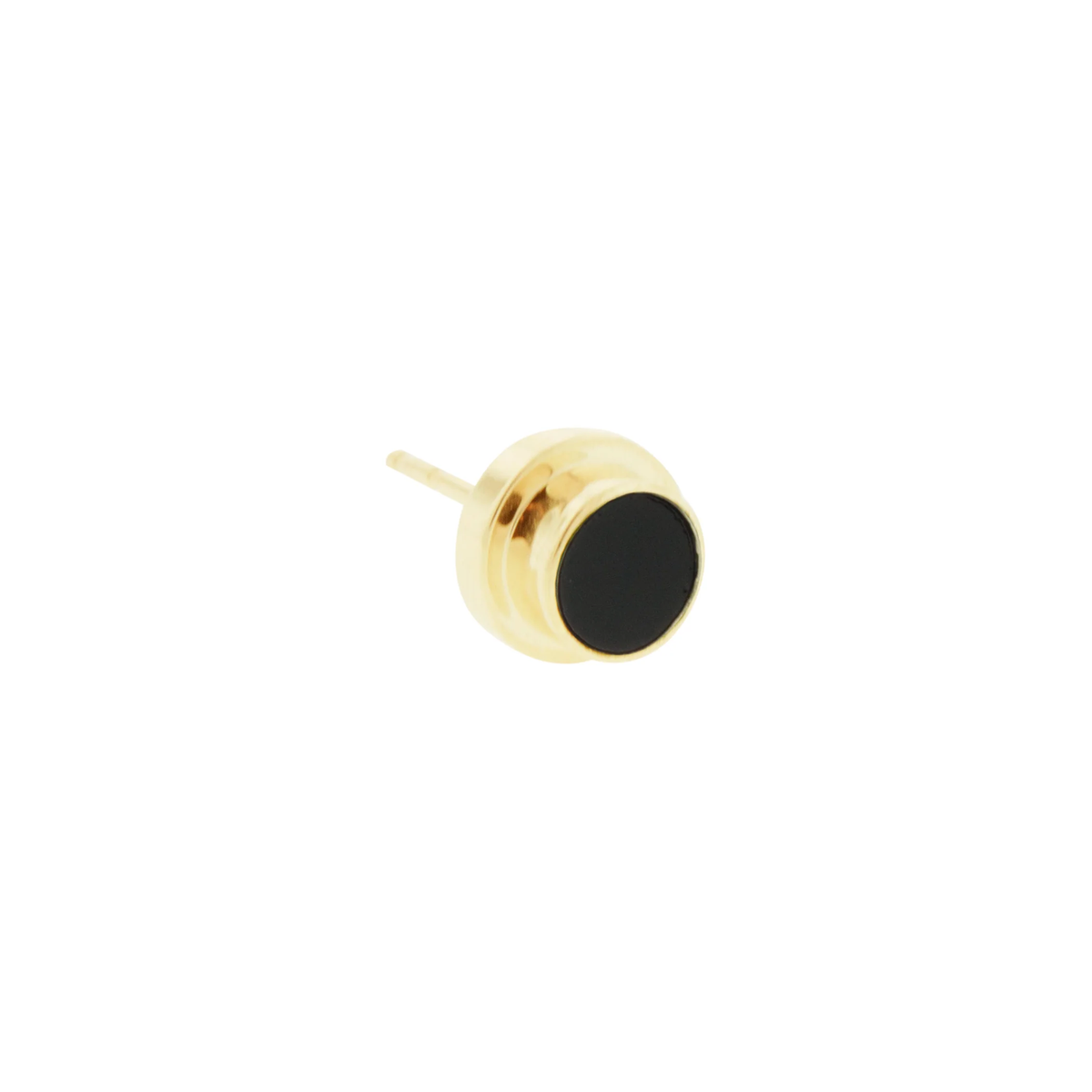 LUIS MORAIS 14K gold&nbsp;round lego stud earring with Onyx&nbsp;gemstone.