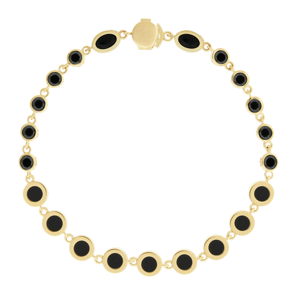 Black Diamond and Onyx Gemstone Gold Bracelet LUIS MORAIS