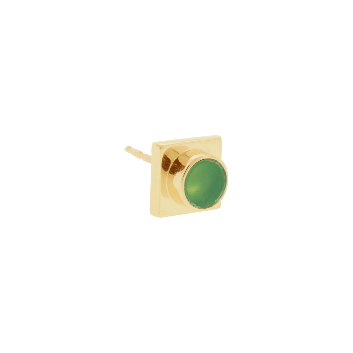 LUIS MORAIS 14K gold lego block stud&nbsp;earring with Chrysoprase&nbsp;gemstone.