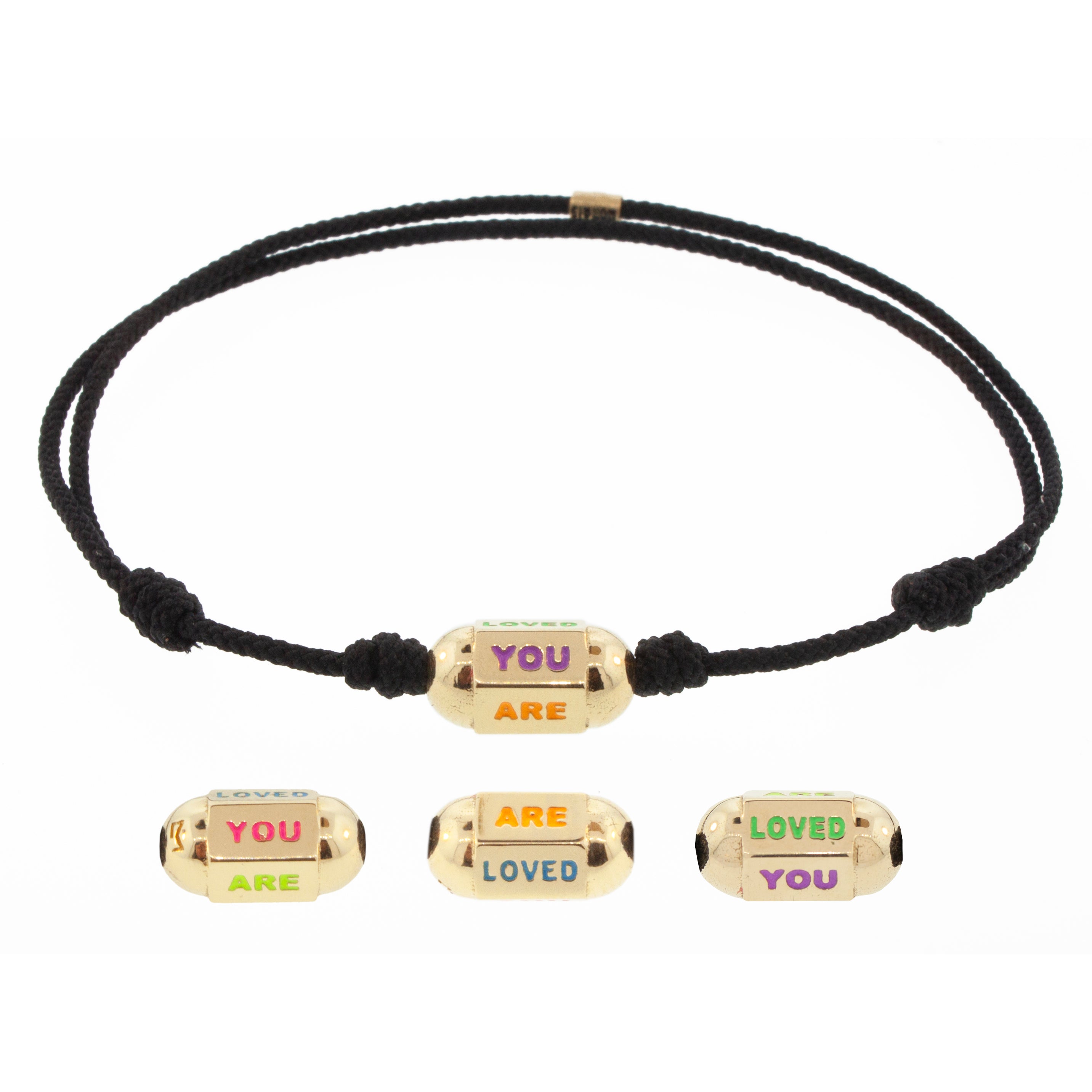 Custom Gold Hexagon Bolt on Cord Bracelet