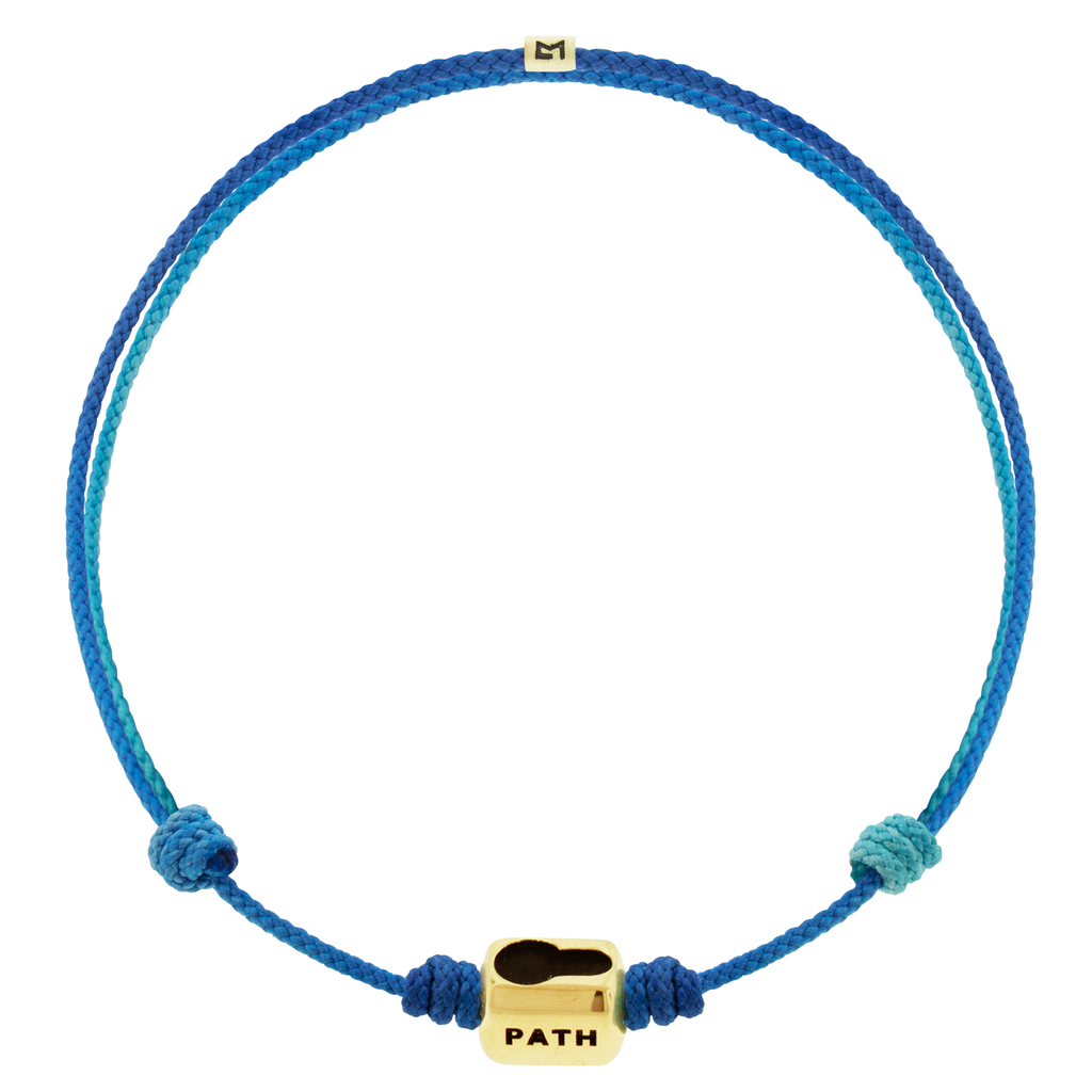 UNLOCK PATH Lingot d’araignée sur bracelet cordon ombré bleu