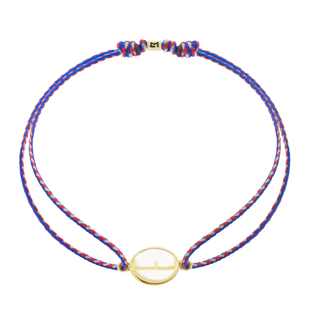 Large Mother-of-Pearl Custom Initial Cord Bracelet LUIS MORAIS