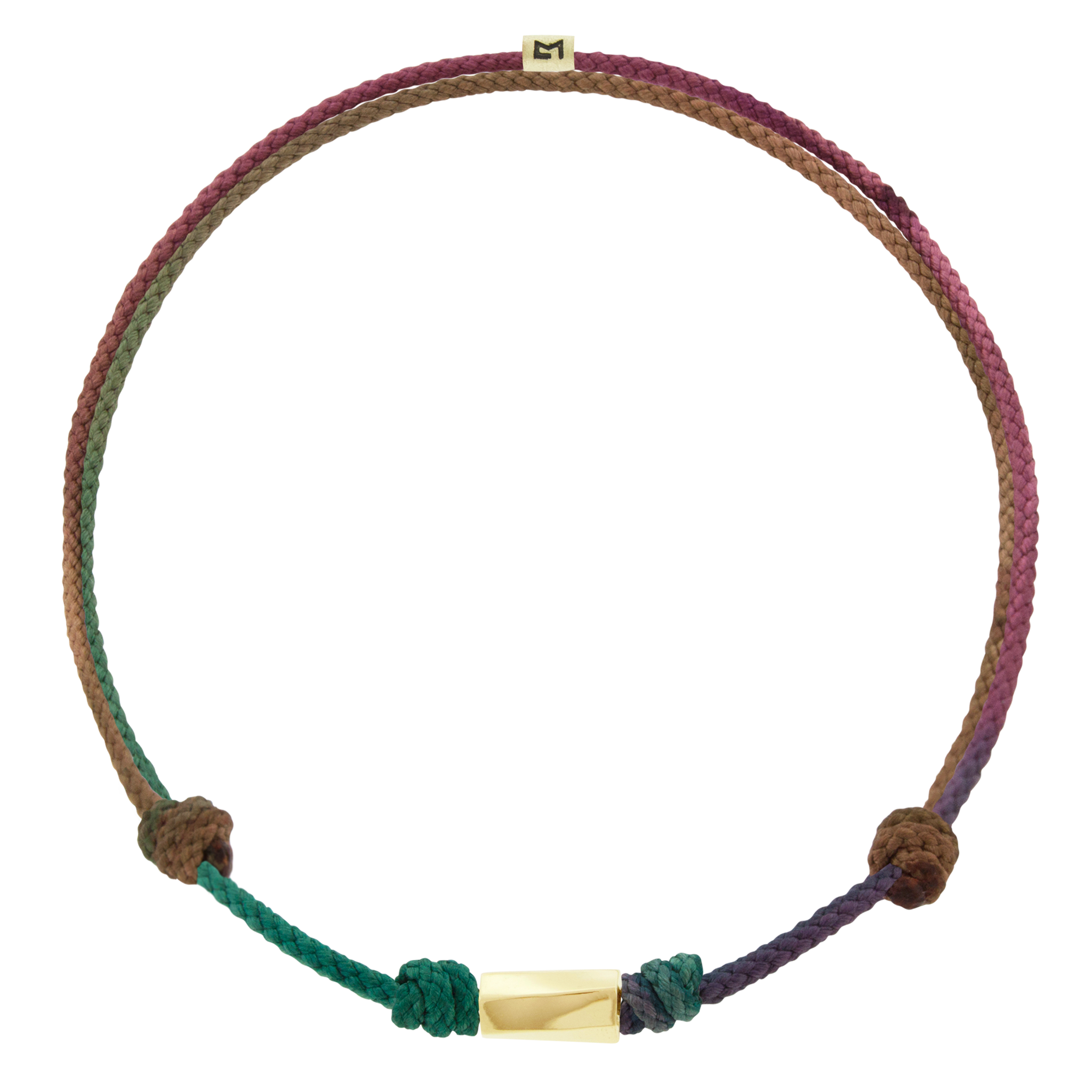 LUIS MORAIS 14k yellow gold large twisted hexagon on an adjustable cord bracelet.