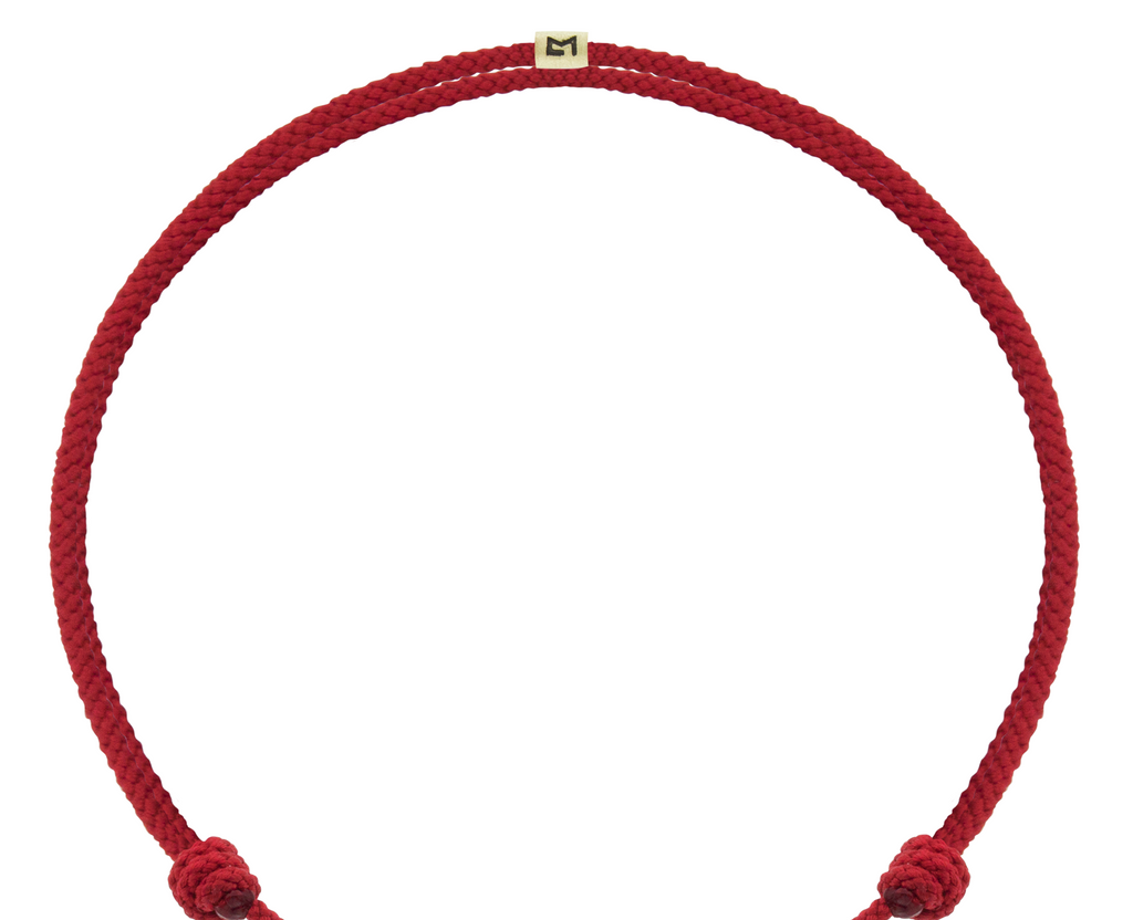 BAE Gold Cube with Ruby on Cord Bracelet