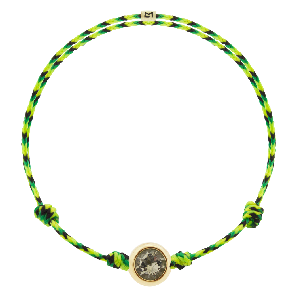 LUIS MORAIS 14k yellow round <em>Eye of the Idol</em> bead with a Morganite gemstone center on an adjustable cord bracelet.