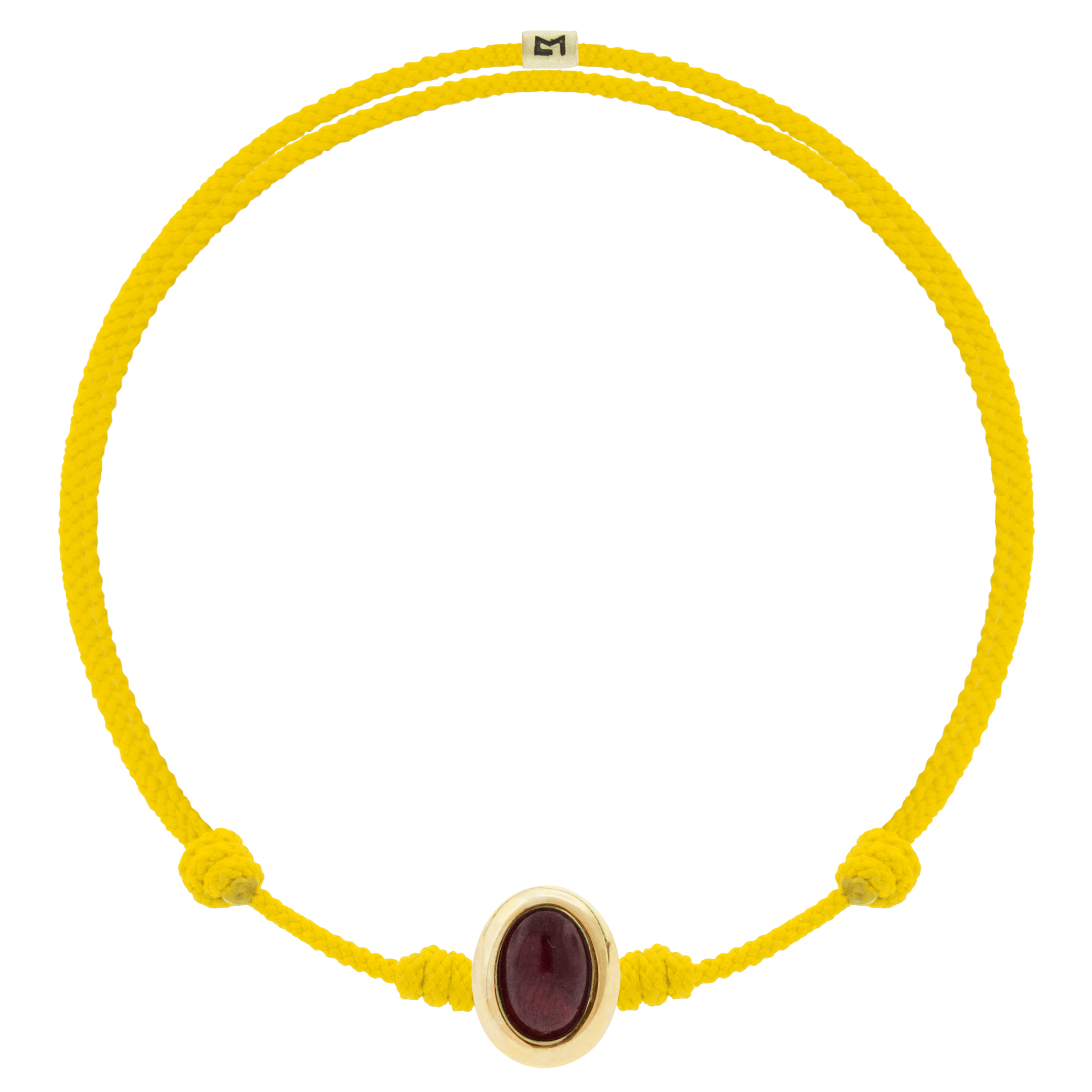 LUIS MORAIS 14k yellow oval cabochon <em>Eye of the Idol</em> bead with a Tiger's Eye gemstone center on an adjustable cord bracelet.