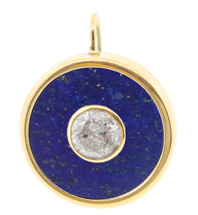 <p>LUIS MORAIS 14k yellow Eye earring with a 0.86 carat Salt and Pepper diamond at its center. Choose from a Malachite, Lapis, or Tiger's Eye gemstone backing. Sold individually.</p> <p>&nbsp;</p>