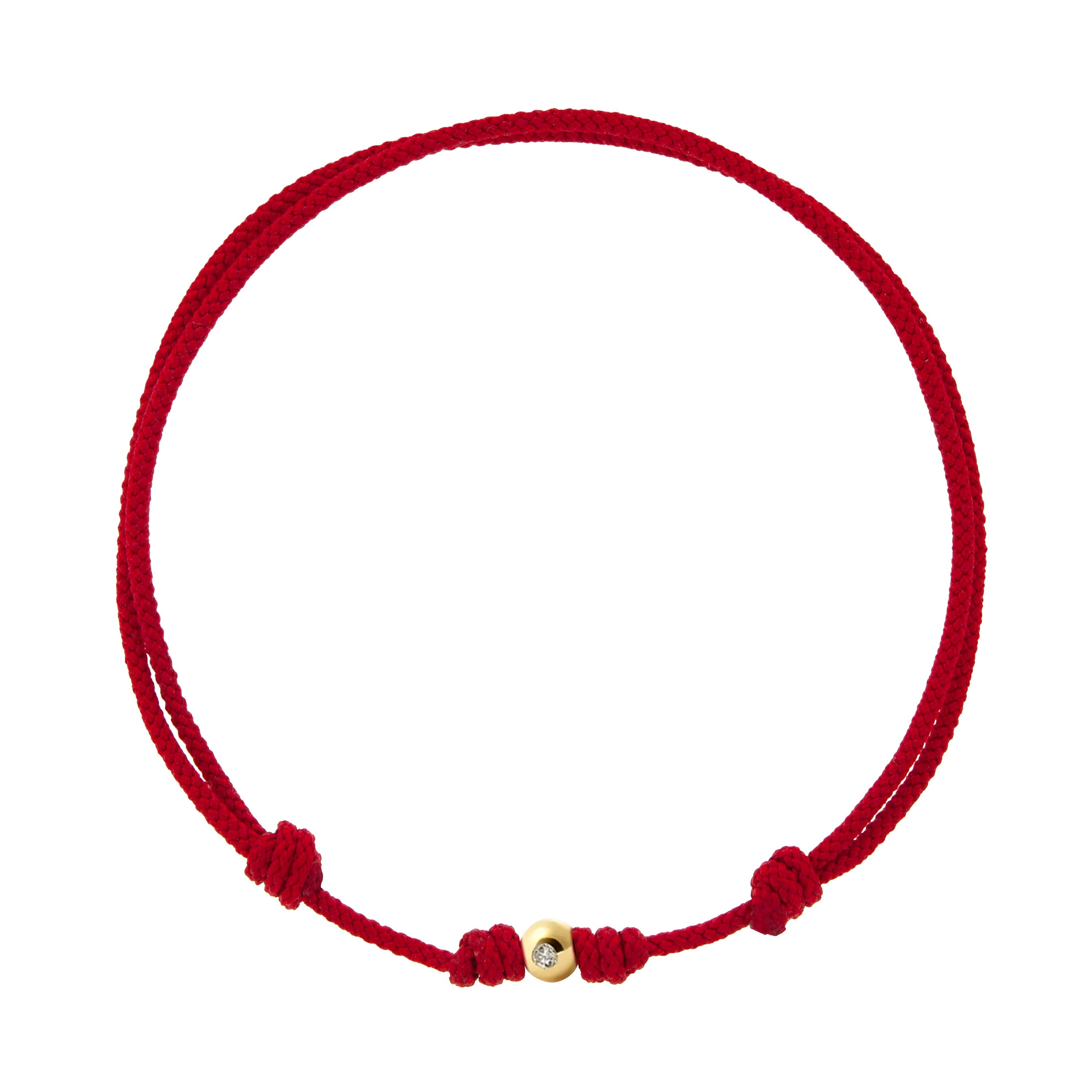 LUIS MORAIS small yellow gold ball with diamond on a red cord bracelet