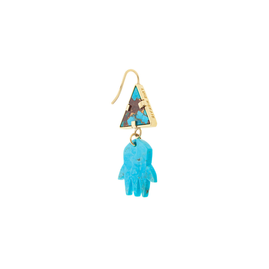 Boucle d'oreille en pierre précieuse turquoise main triangle