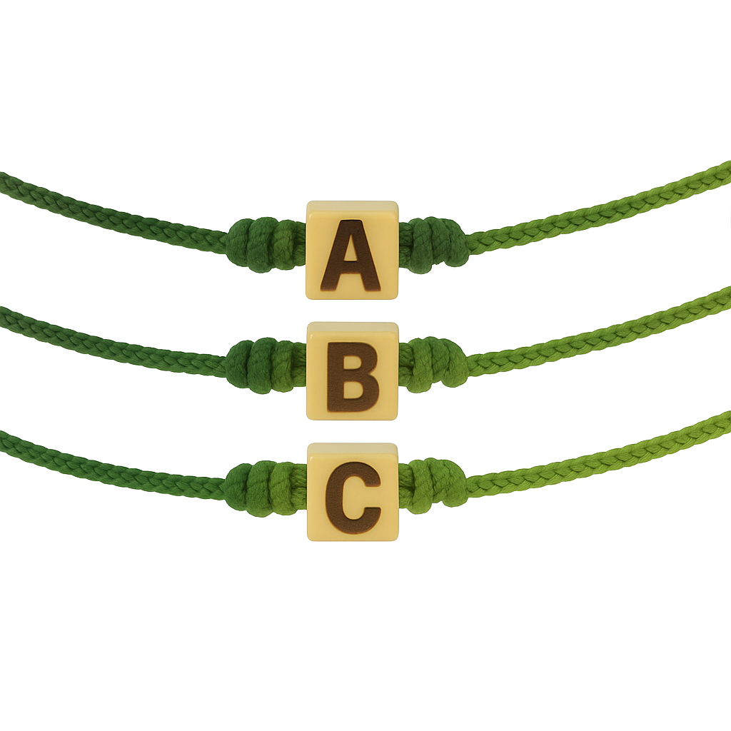 Bracelet cordon cube doré initial personnalisé
