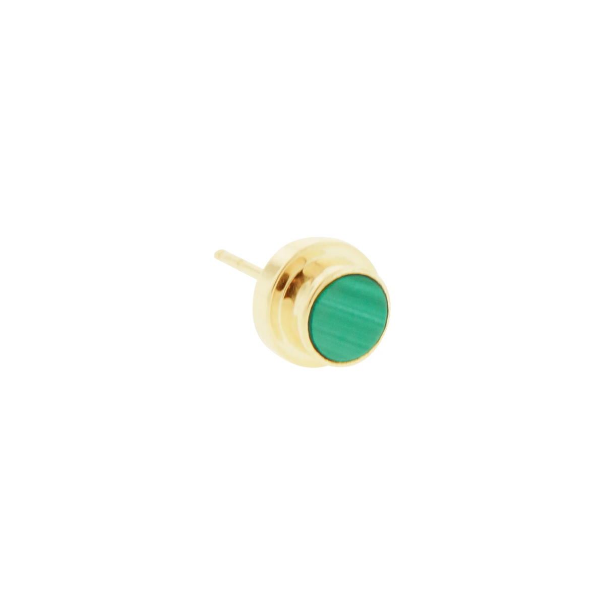 LUIS MORAIS 14K gold&nbsp;round lego stud earring with malachite gemstone.