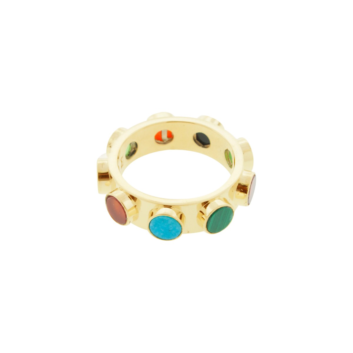 LUIS MORAIS 14k yellow gold Lego ring featuring round Turquoise, Malachite, Carnelian, Chrysoprase, and Onyx gemstones.



*If you do not see the size you need, please reach out to Customer Service.