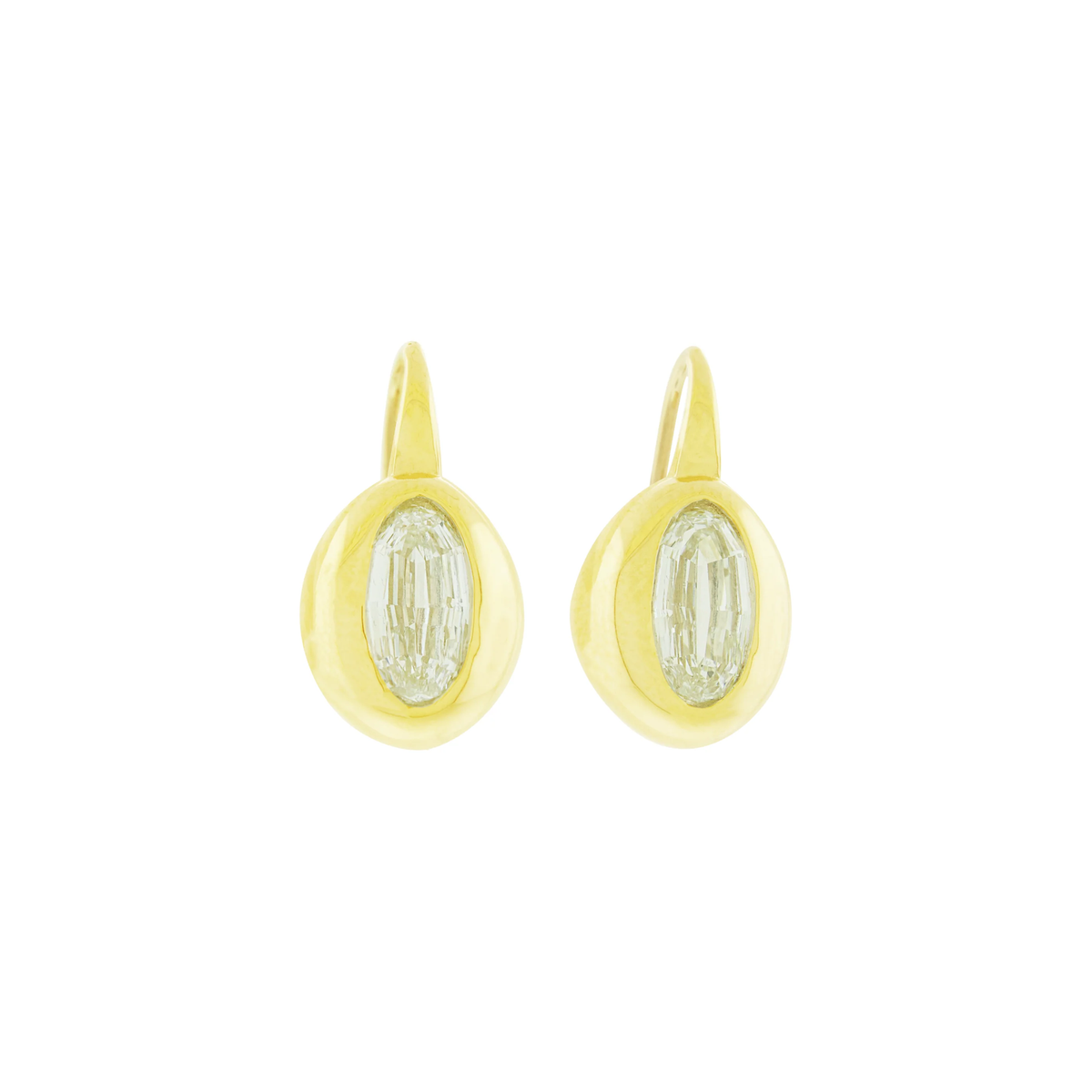 LUIS MORAIS 14K yellow gold drop earrings feature oval step-cut white diamonds in a smooth bezel setting.&nbsp;

Polished gold finish