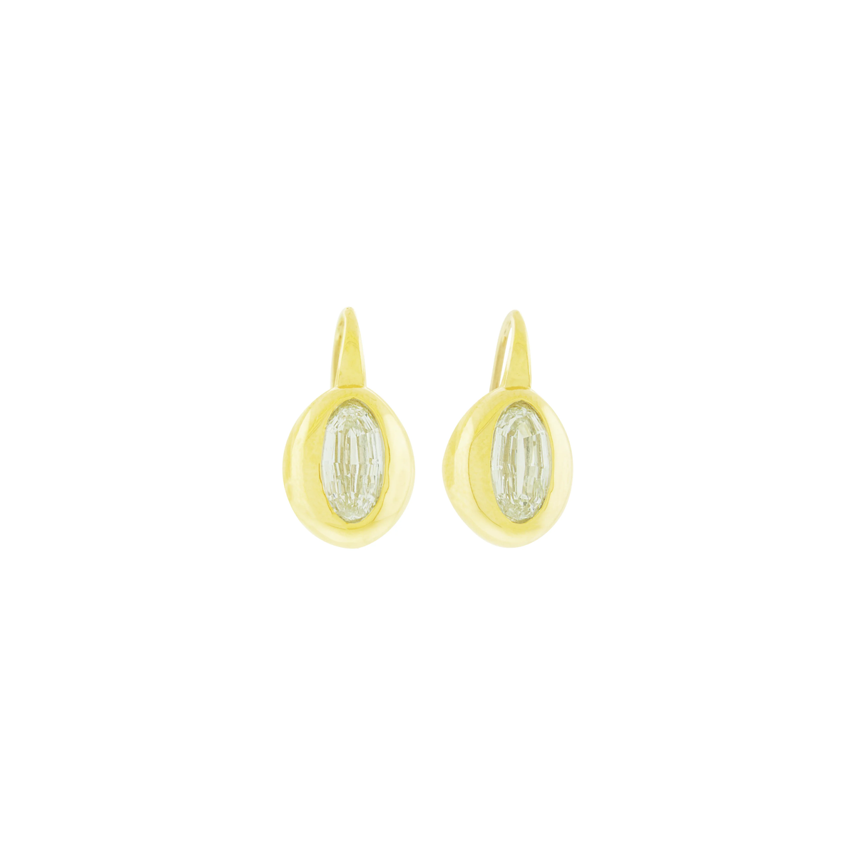 LUIS MORAIS 14K yellow gold drop earrings feature oval step-cut white diamonds in a smooth bezel setting.&nbsp;

Polished gold finish