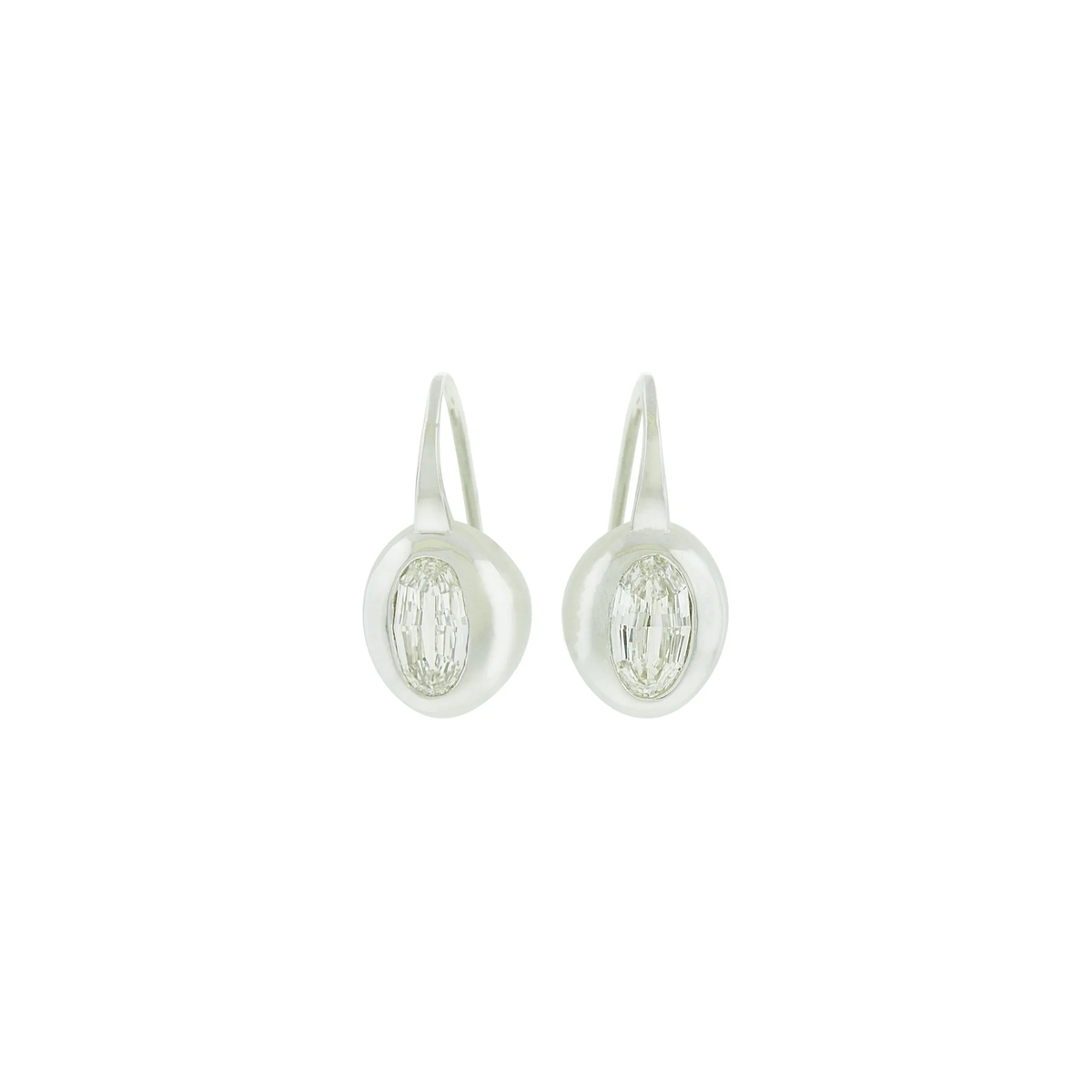 LUIS MORAIS 14K white gold drop earrings feature oval step-cut white diamonds in a smooth bezel setting.&nbsp;

Polished gold finish
Carat total weight 1.5 carats