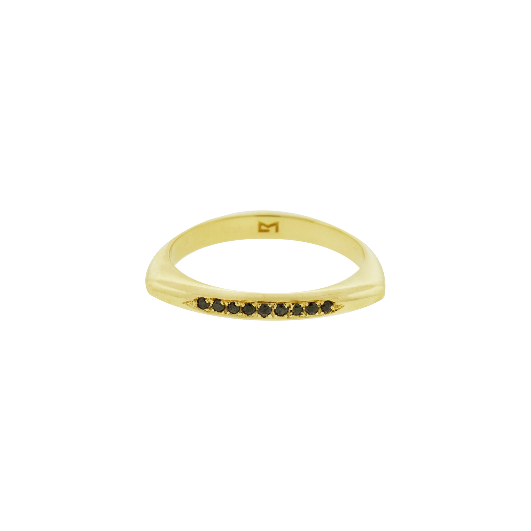 LUIS MORAIS 14k Yellow gold triangle ring with round black diamonds.



*Sizes 9.5 &amp; up upon request

*If you do not see the size you need, please reach out to Customer Service.