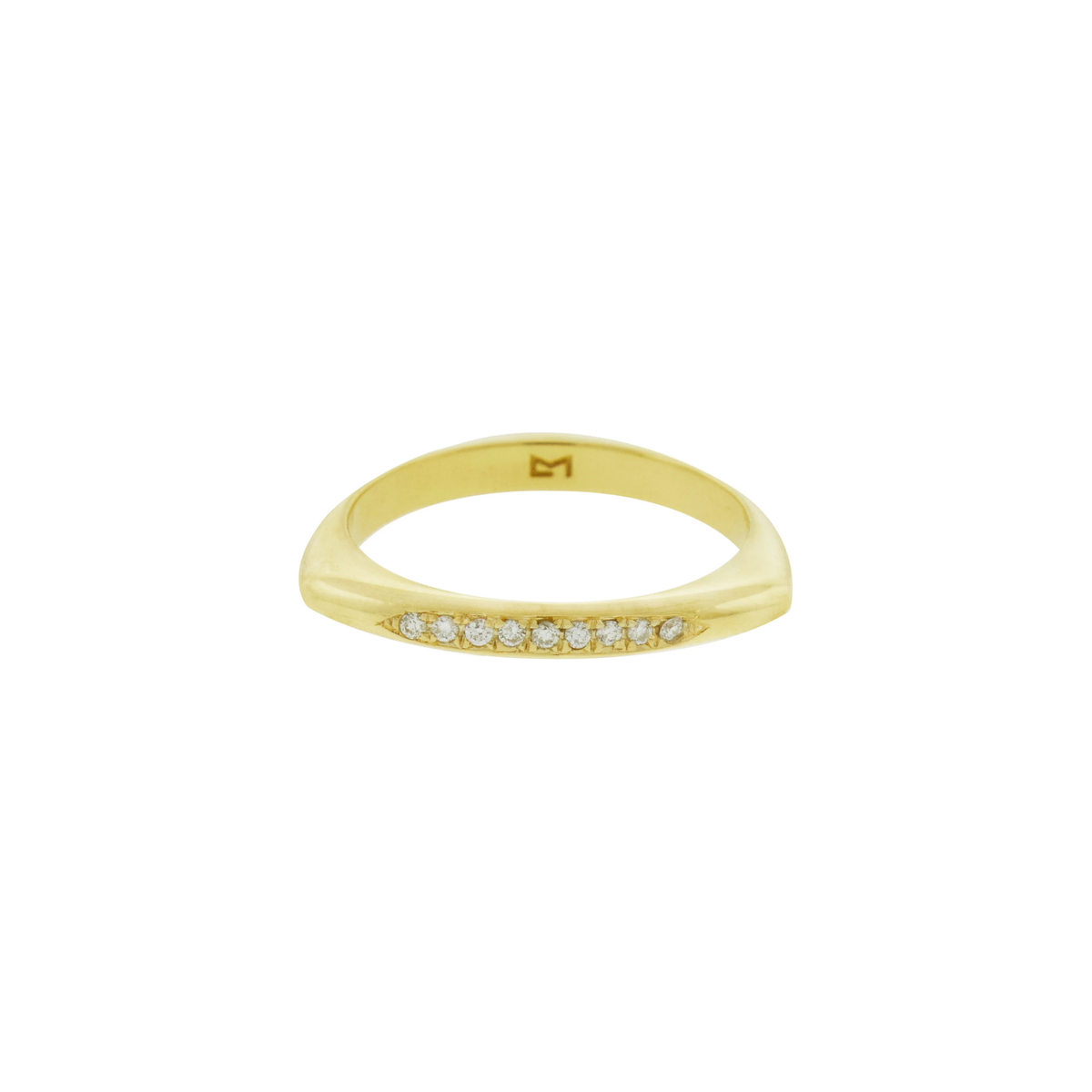 LUIS MORAIS 14K Yellow gold triangle ring with round white diamonds.



*Sizes 9.5 &amp; up upon request

*If you do not see the size you need, please reach out to Customer Service.