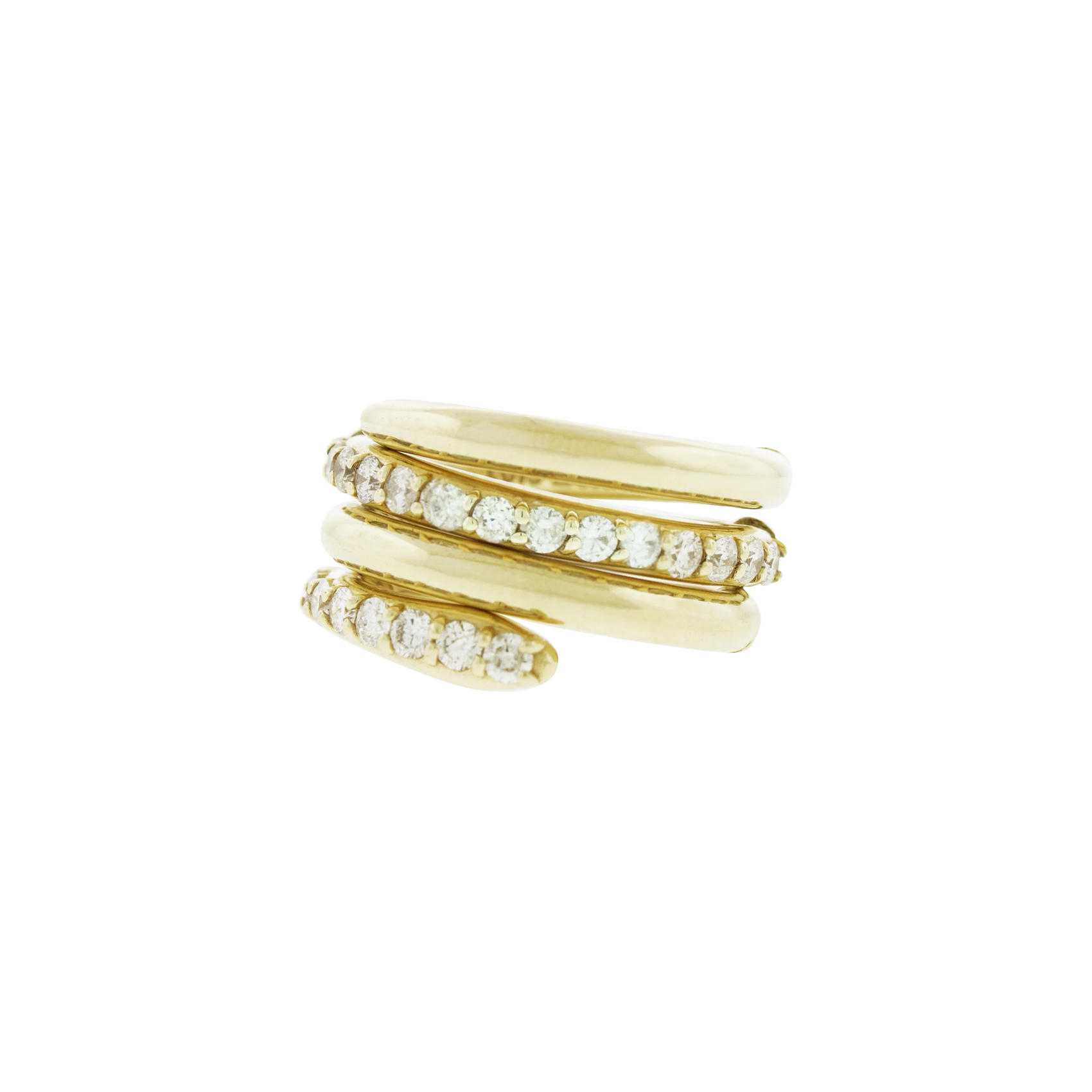 LUIS MORAIS 14k yellow gold Serpentine ring features two rows of round-cut white diamonds. The flexible design can be worn on up to four fingers.&nbsp;

Polished gold finish
White diamonds
Band width (uncoiled): 3 mm