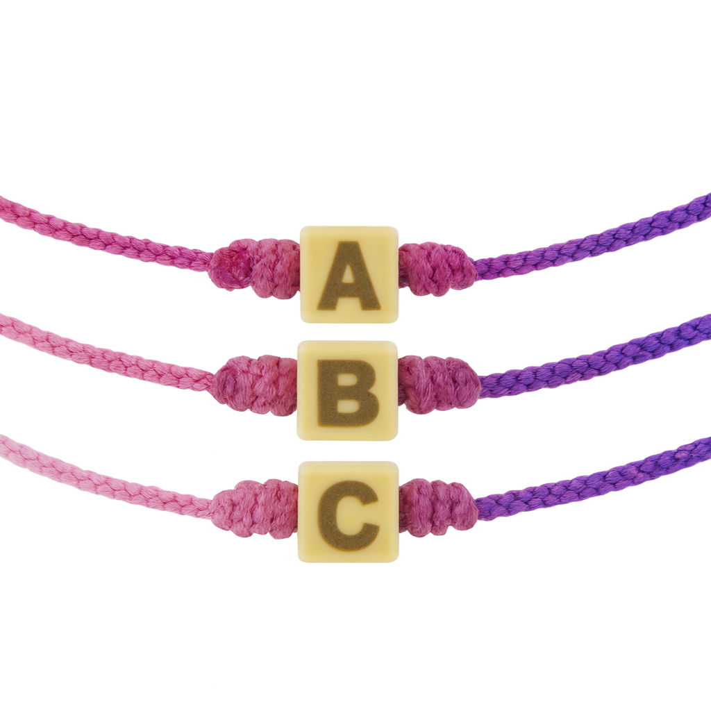 Bracelet cordon cube doré initial personnalisé