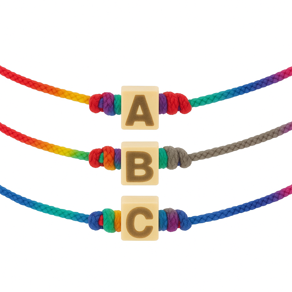 Bracelet cordon cube doré initial personnalisé