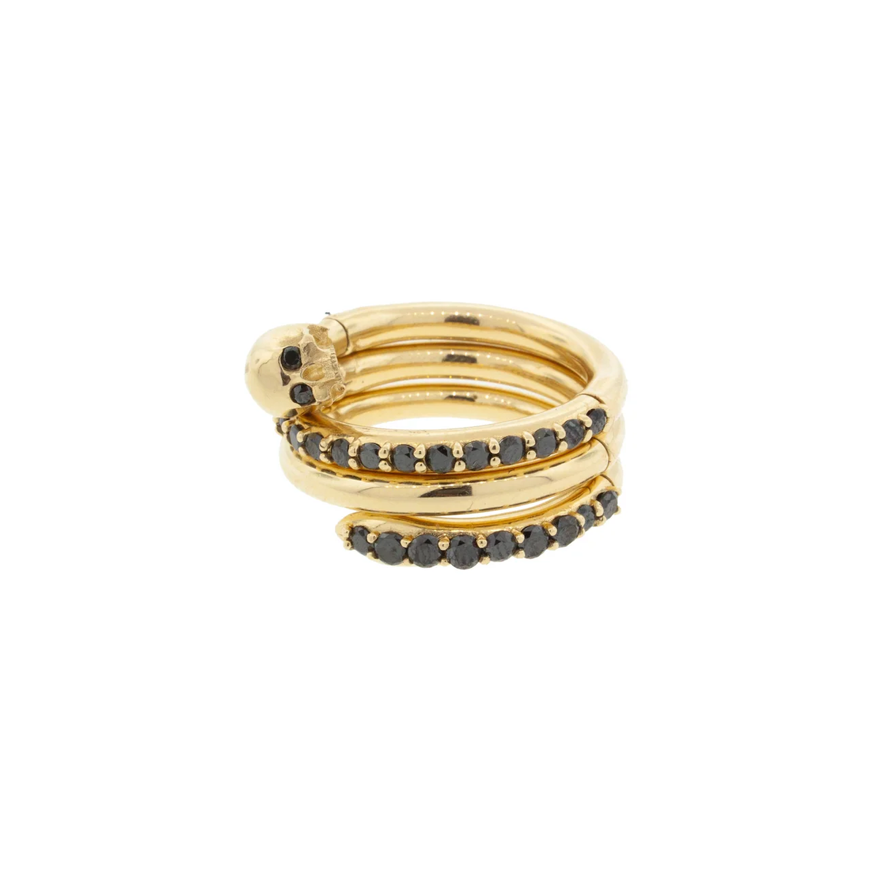 Black diamond skull serpentine ring
