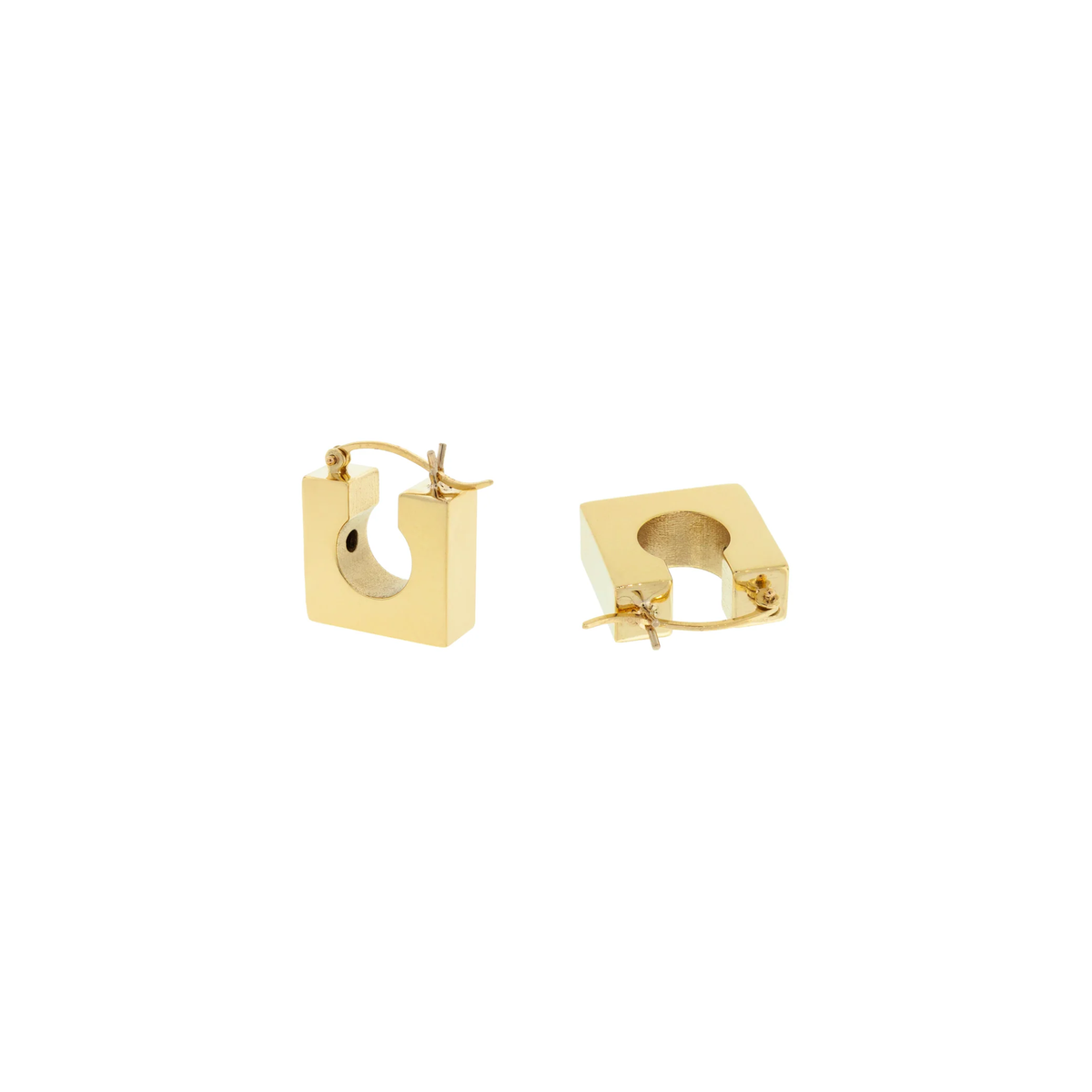 LUIS MORAIS 14K yellow gold square huge earring with hinge closure. Sold individually or as a pair.