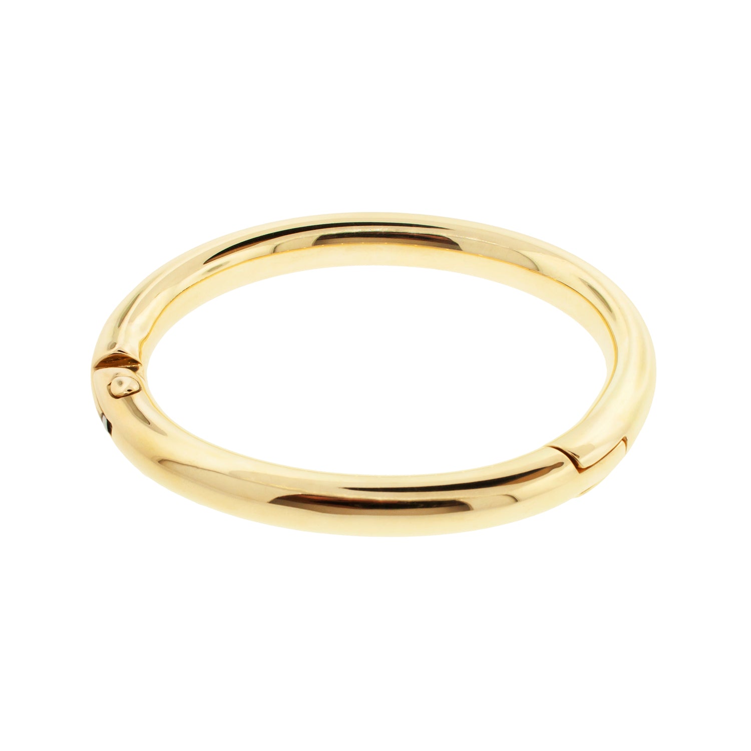 LUIS MORAIS 18K polished yellow gold Carabiner bangle bracelet with hinge closure.  Width: 8mm
