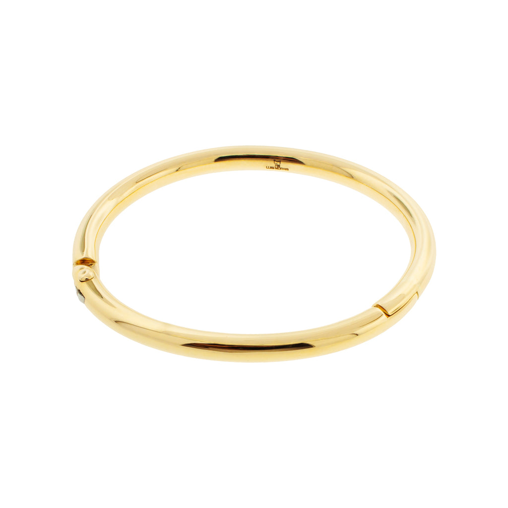 LUIS MORAIS 18K polished yellow gold Carabiner bangle bracelet with hinge closure  Width: 5mm 