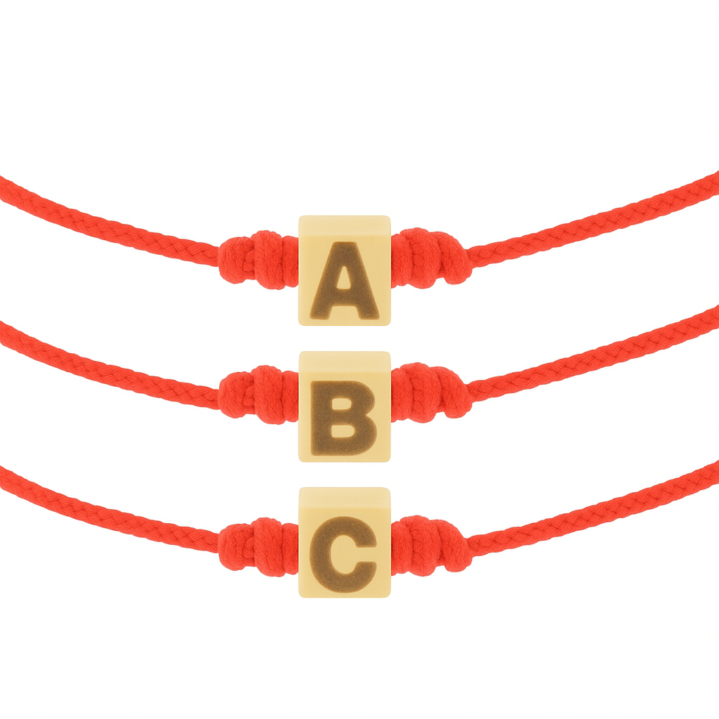 Bracelet cordon cube doré initial personnalisé