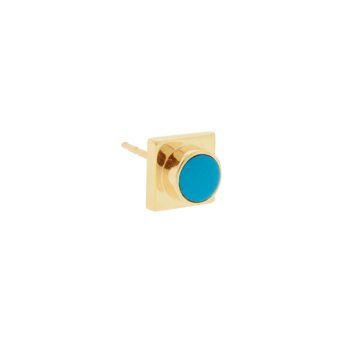 LUIS MORAIS 14K gold lego block stud&nbsp;earring with Turquoise&nbsp;gemstone.