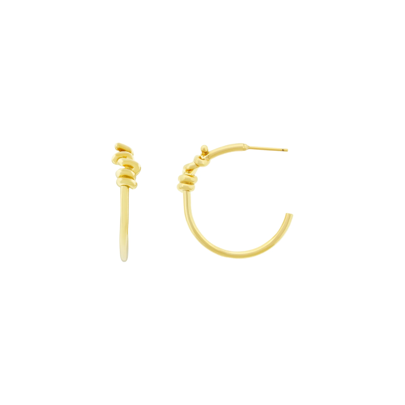 LUIS MORAIS 14K yellow gold Thin Entangled Knot hoop earrings with polished finish.