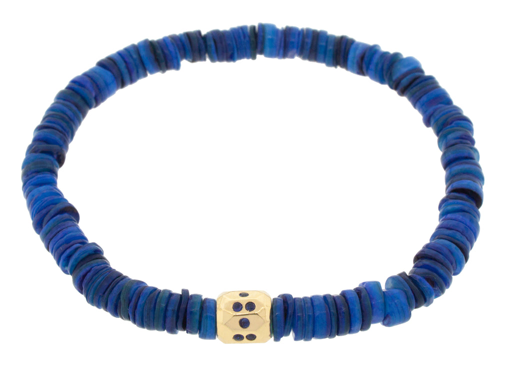 Short Faceted Chamber with Blue Sapphires on a Beaded Bracelet
