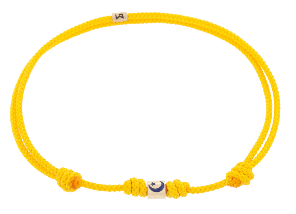 Enameled Moon Star Short Roll on a Cord Bracelet