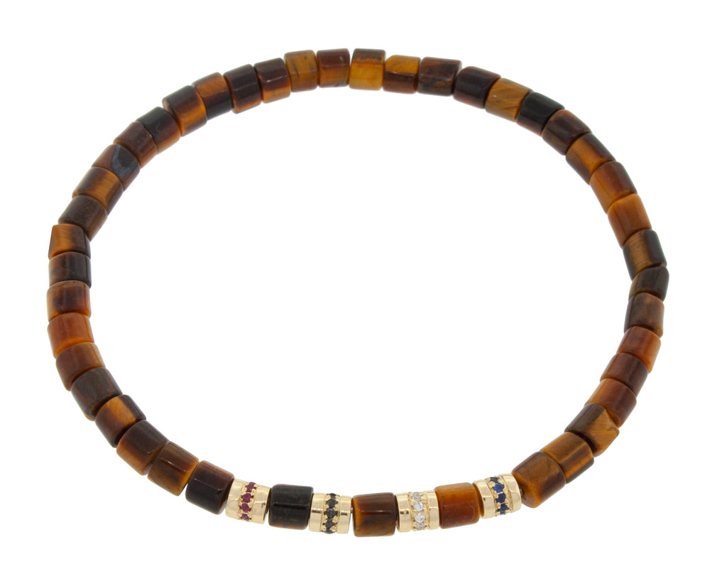 Four Short Rolls with Diamonds on a Beaded Bracelet