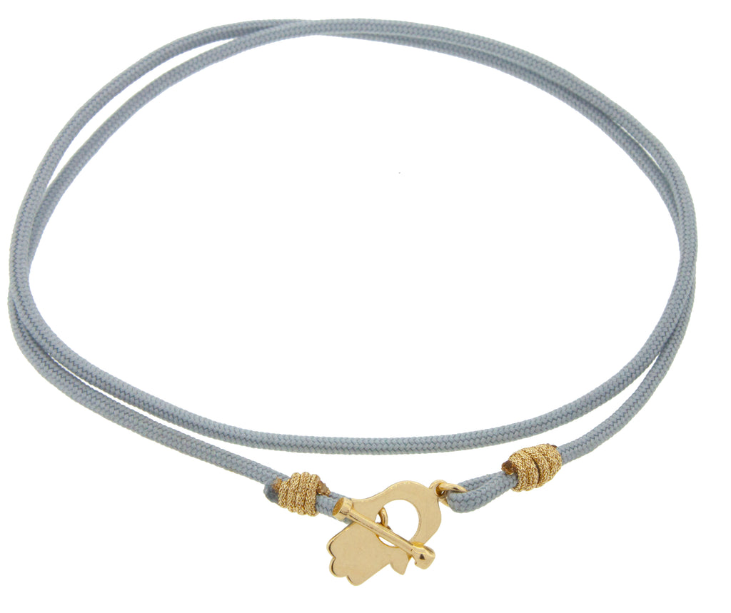 Hamsa Toggle Clasp on a Double Wrap Cord Bracelet