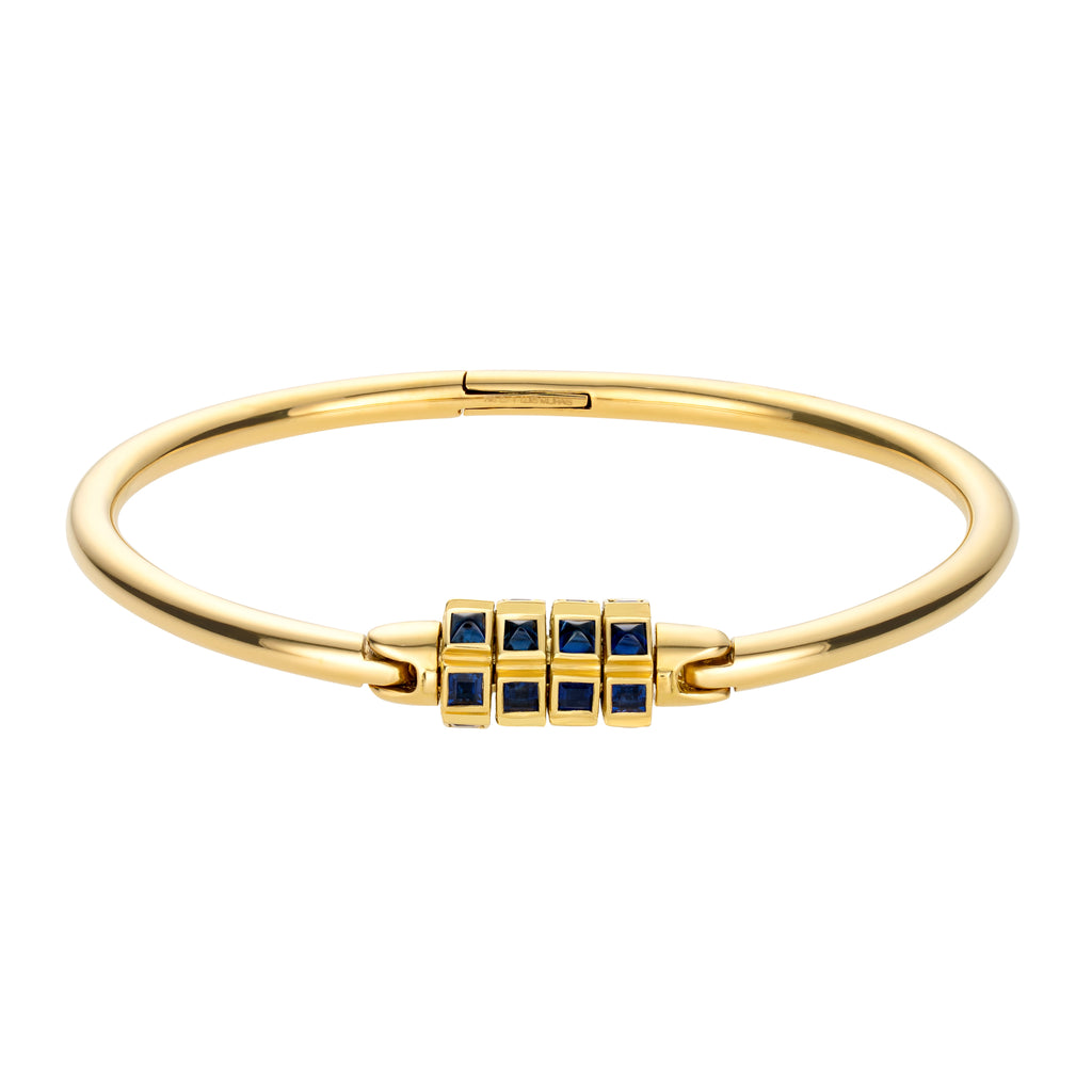 18k Yellow Gold Combination Lock Bracelet With Sapphires