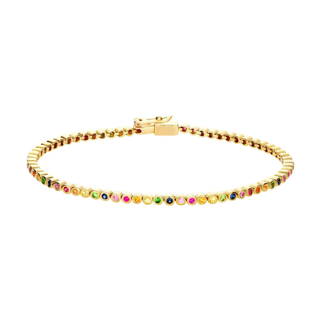 14K Yellow Gold Tennis Bracelet With Sapphires